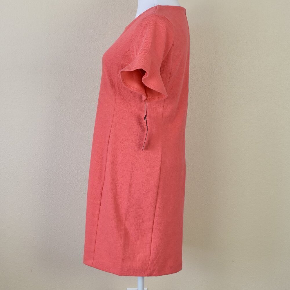 Tahari Cotton Gauze Ruffle Coral Dress NEW - 6 - Picture 6 of 9